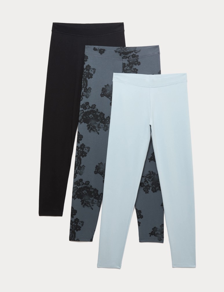 3 ks legín s potiskem a vysokým podílem bavlny (6–16 let)