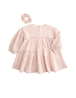 2 ks nabírané šaty s vysokým obsahem bavlny s gumičkou do vlasů (2–8 let)