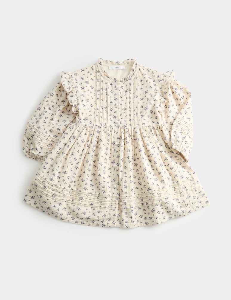 Pure Cotton Ditsy Floral Dress (1-8 Yrs)