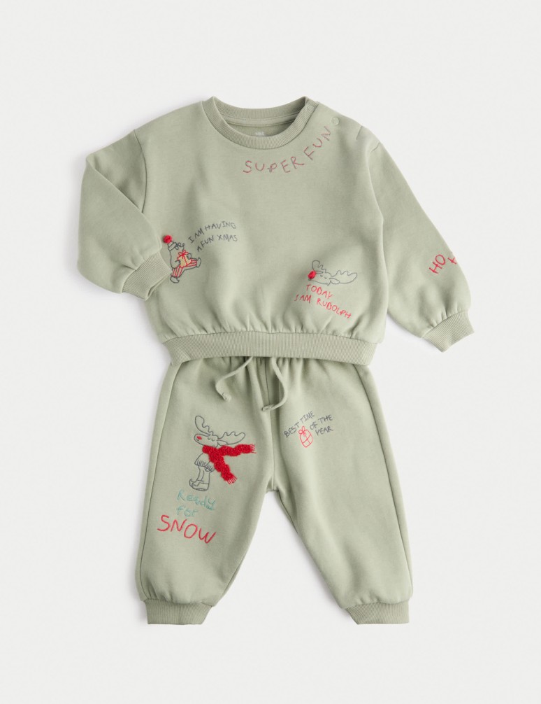 2dílný outfit s vysokým podílem bavlny s topem a spodním dílem (0–3 roky)