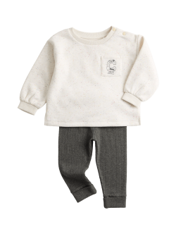 Teplákový nopkový outfit, s vysokým podílem bavlny (0–6 let)