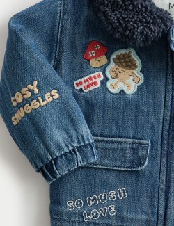 Džínová bunda s podšívkou a odznakem Acorn Borg (0 měsíců - 3 roky)