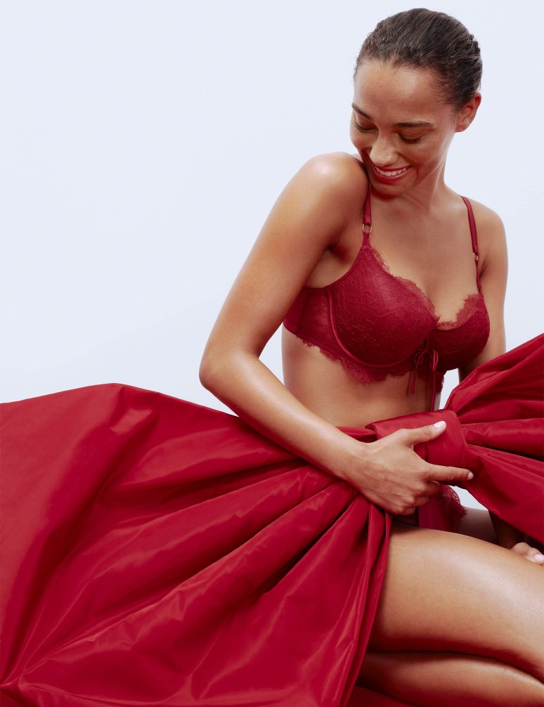 Balkonová podprsenka s kosticemi a motivem Forget Me Not, vel. A–E