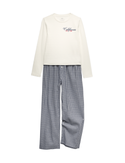 Kárované pyžamo s vysokým podílem bavlny (6–16 let)