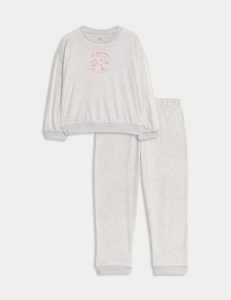 Velour Slogan Pyjamas (1-8 Yrs)