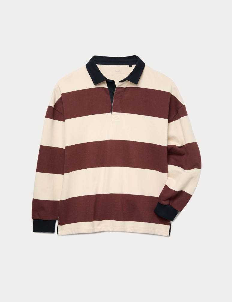 Pure Cotton Striped Rugby Top (6-16 Yrs)