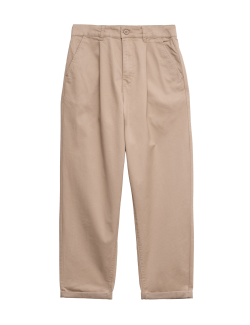 Skládané chino kalhoty s vysokým obsahem bavlny (6-16 let)