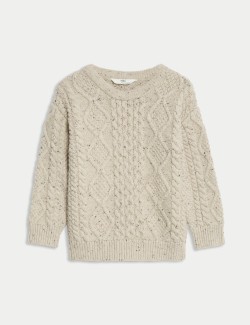 Svetr s pleteným vzorem z bavlny s vysokým obsahem bavlny (2-8 let)
