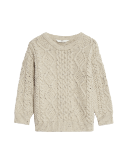 Svetr s pleteným vzorem z bavlny s vysokým obsahem bavlny (2-8 let)