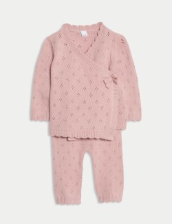 Dvoudílný pletený zavinovací outfit (0–12 měsíců)