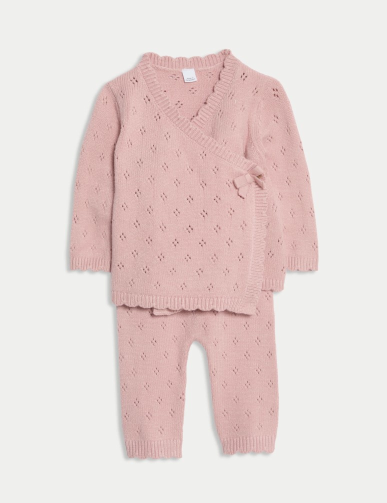 2pc Knitted Wrap Outfit (0-12 Mths)
