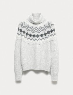 Fair Isle Roll Neck Jumper with Wool