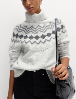 Fair Isle Roll Neck Jumper with Wool