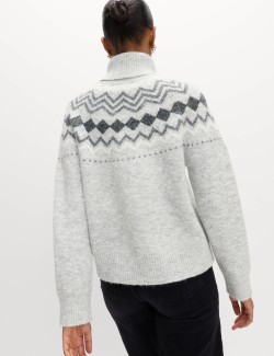 Fair Isle Roll Neck Jumper with Wool