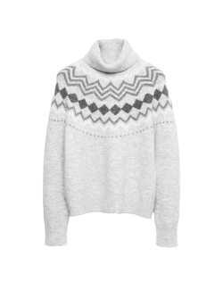 Fair Isle Roll Neck Jumper with Wool