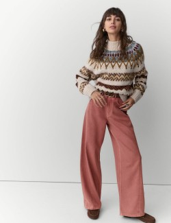 Lyocell Blend High Waisted Wide Leg Jeans