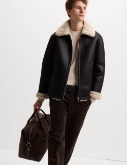 Faux Leather Aviator Jacket