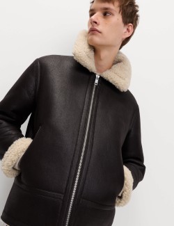 Faux Leather Aviator Jacket