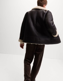 Faux Leather Aviator Jacket