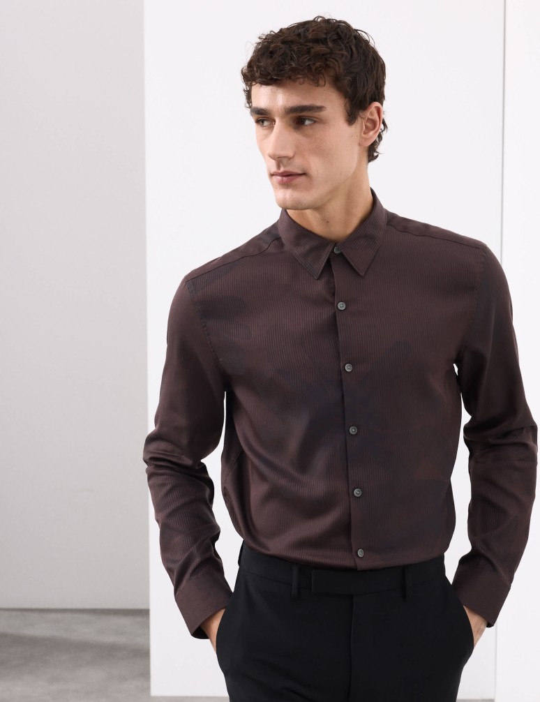 Košile s motivem květin, normální střih