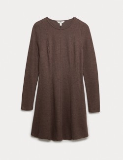 Žerzejové kolové mini šaty s kulatým výstřihem