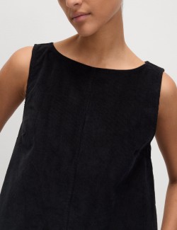 Splývavé manšestrové mini šaty z čisté bavlny