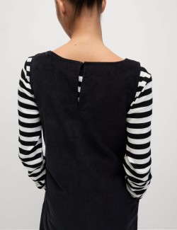 Splývavé manšestrové mini šaty z čisté bavlny