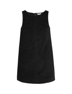 Splývavé manšestrové mini šaty z čisté bavlny