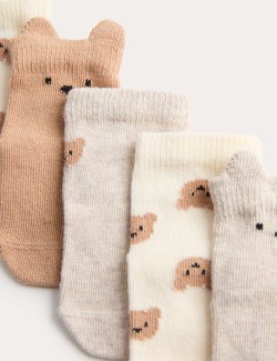 5pk Cotton Rich Spencer Bear Socks (0-3 Yrs)