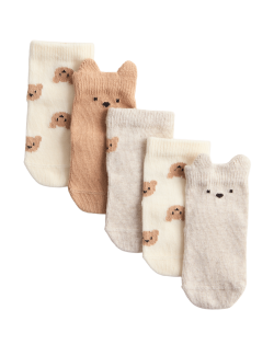 5pk Cotton Rich Spencer Bear Socks (0-3 Yrs)