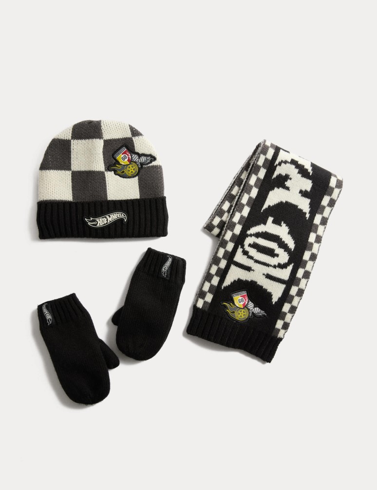 Kids' Hot Wheels™ Logo Hat, Scarf and Mitten Set (1-13 Yrs)