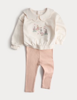 Dvoudílný outfit s límečkem na cvičení s vysokým podílem bavlny a motivem Peter Rabbit™ (0–3 roky)