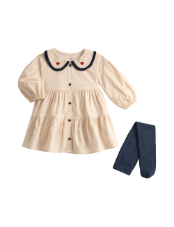 Srdce z čisté bavlny Šaty s límečkem a punčocháče (0-6 let)