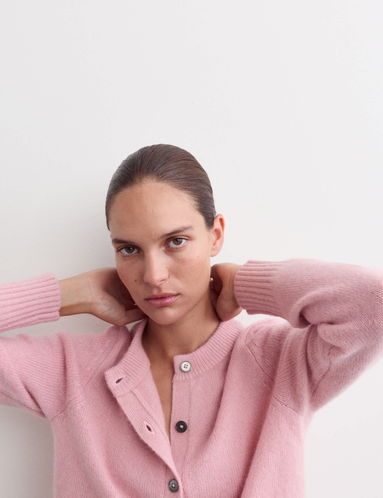 Mohair & Wool Blend Textured Cardigan