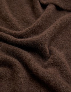 Knitted Textured Triangle Scarf with Wool