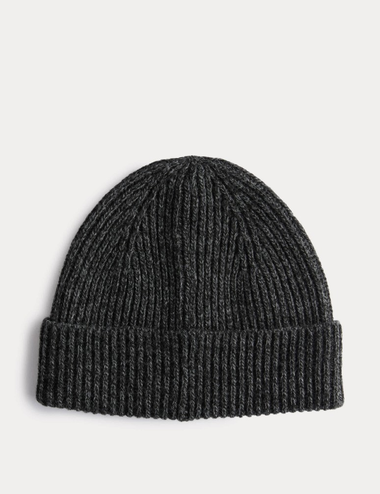 Ribbed Knitted Beanie Hat