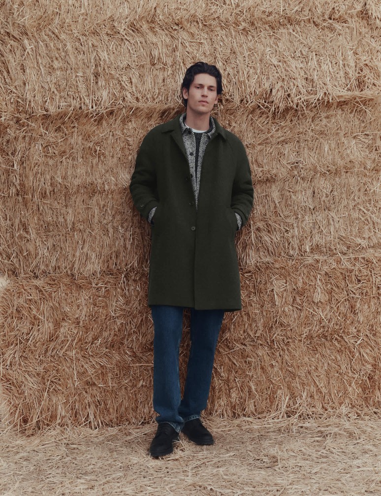 Vzorovaný podlouhlý kabát s přídavkem vlny