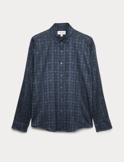 Regular Fit Cotton Rich Houndstooth Shirt