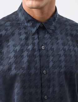 Regular Fit Cotton Rich Houndstooth Shirt