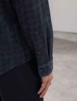 Regular Fit Cotton Rich Houndstooth Shirt