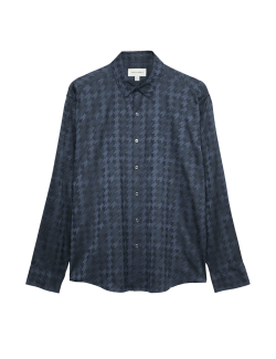 Regular Fit Cotton Rich Houndstooth Shirt