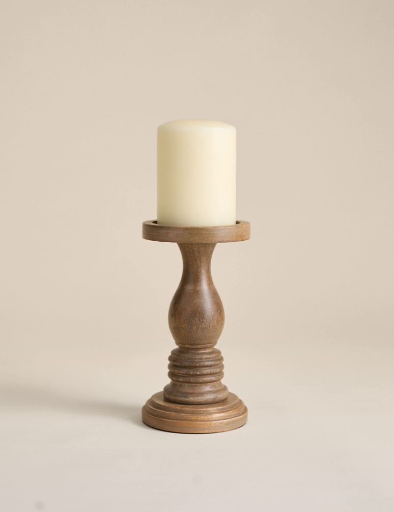 Wooden Tall Pillar Candle Holder