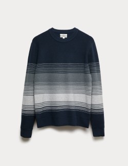 Cotton Blend Ribbed Striped Jumper