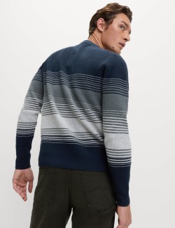 Cotton Blend Ribbed Striped Jumper