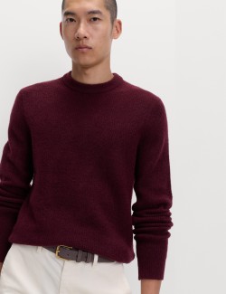 Supersoft Ribbed Crew Neck Jumper with Wool