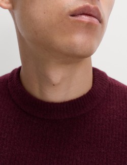 Supersoft Ribbed Crew Neck Jumper with Wool