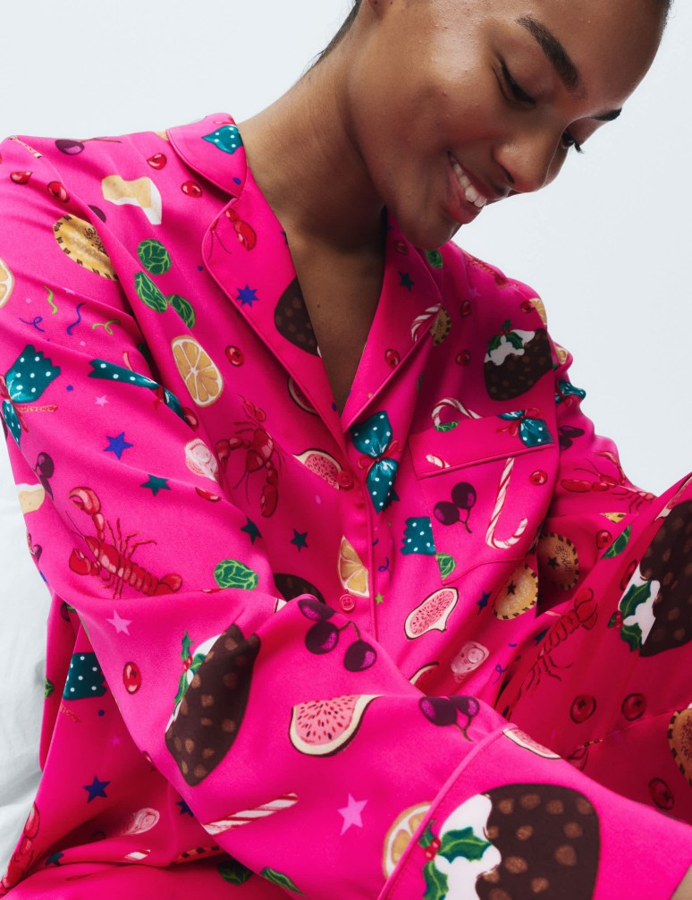 Satin Christmas Food Pyjama Set