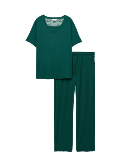 Viscose Lace Trim Pyjama Set