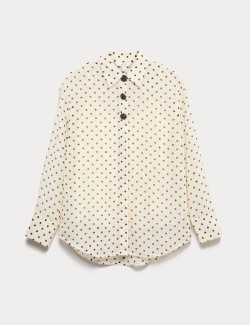 Polka Dot Embellished Button Detail Shirt