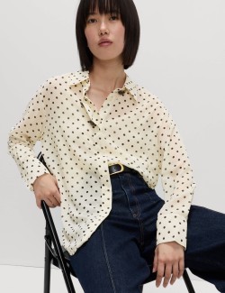Polka Dot Embellished Button Detail Shirt